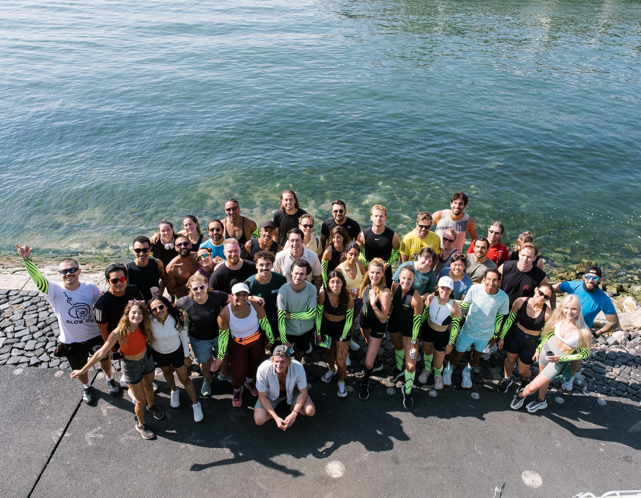 The group of runners together after the run